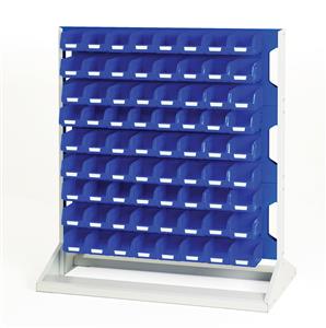 Bott Louvre 1125mm high Static Rack with72 Blue Plastic Bins Bott Static Verso Louvre Container Racks | Freestanding Panel Racks | Small Parts Storage 16917322 